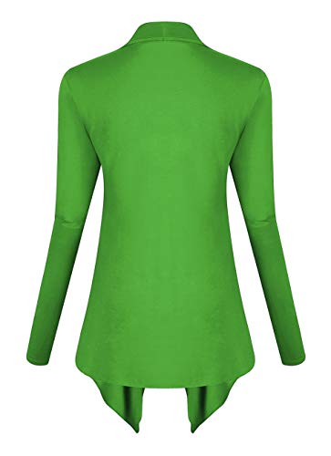 Urban Coco Women's Drape Front Open Cardigan Long Sleeve Irregular Hem (Kiwi, 2Xl) #TOP2