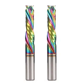 Spiral Router Bits Up Down Compression Bit with DLC Coating, 1/4 inch Cutting Diameter, 1 inch Cutting Length, Solid Carbide CNC End Mill for Wood Carving Engraving Grinding Grooving