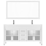 Virtu USA MD-499-S-WH-001 Ava 63' Double Bathroom Vanity in White Engineered Stone Top and Round...