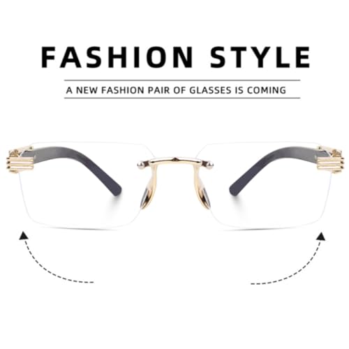 FUNGLASSES UV Protected Square Rimless Sunglasses CLEAR - Image 3