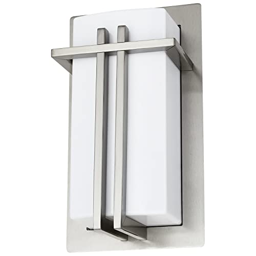 Image of Sunlite 46091 Decorative Square Wall Sconce Light Fixture, A19 Bulb, E26 Socket, 60 Watts Max, Indoor, Opal Shade, Stainless Steel Frame, Bathrooms, Hallways & Entryways