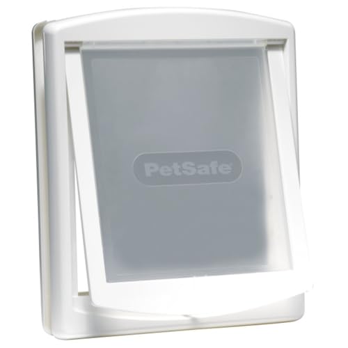 PetSafe Staywell Haustiertüre Original aus Kunststoff mit 2 Verschlussoptionen, Für Haustiere bis zu 45 kg, Größe L, Weiß