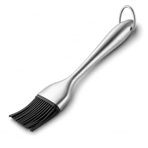 Image of Xacton Silicone Basting Brush with Stainless Steel Long Handle | Heat Resistant, BPA Free | BBQ Grill & Oil Pastry Brush for Cooking, Baking, Roasting, Barbecue, Grilling, Kitchen Tool - 9 inch