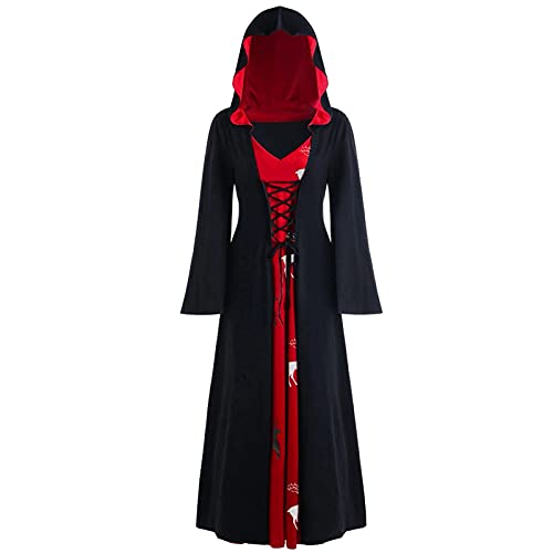 Misaky Women's Plus Size Christmas Elk Hooded Vintage Cloak Hoodies Jacket Coats Outwear Party Costume