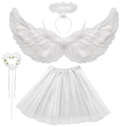 WILDPARTY Angel Costume Accessories for Women, Tulle Tutu Skirt, Angel Wings and Halo Wings and Halo...