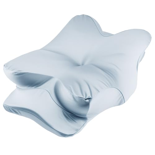 Satin Pillow Cases for Cervical Pillow, Case Only, with Zipper, Machine Washable, Soft Smooth Fabric for Hair Skin Care, Size : 24.8x16.7x5.4/3.5 inch (Light Blue)
