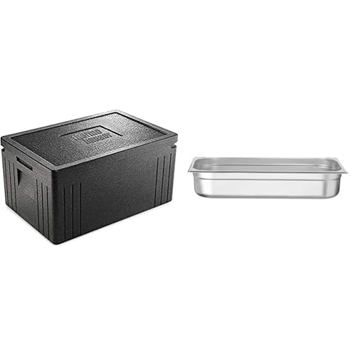 Thermohauser Eco Line Boîte isotherme en polypropylène, normes GN 1/1, avec couvercle, 45 l, noir & HENDI Bac Gastronorme, GN 1/1, résistance thermique -40...