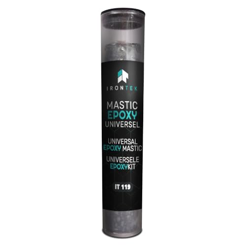 IRONTEK LUBRIFIANTS HAUTE QUALITE - Mastic Époxy Universel | IRONTEK | 57g | Réparation Auto Moto | Bi-Composant Haute Température 150°C | Séchage Rapide 10min | Métal Aluminium Plastique Échappement Radiateur