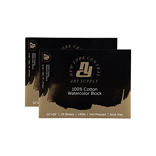 New York Central 100% Cotton Watercolor Paper Blocks 2 Pack 140lb 12x16