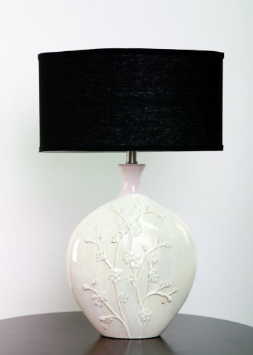 Urbanest Wentworth Antique White Ceramic Table Lamp with Black Drum Hardback Shade