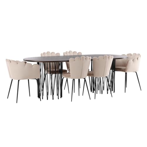 Paris Prix Ensemble Table à Manger & 6 Chaises Stone & Limhamn 220cm Beige & Moka