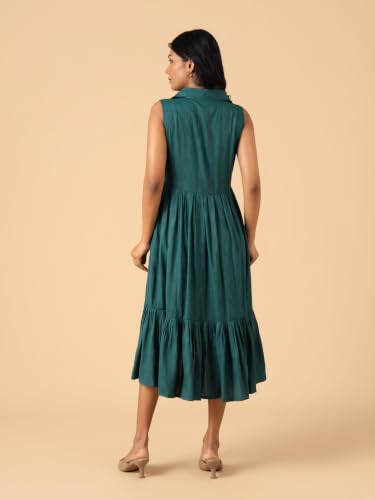 Image of The Mom Store Printed Maternity & Nursing Dress for Women | Cotton | Feeding Dress | Midi Dress | Pregnancy & Postpartum Wear | Stylish Causal Wear Dress for New Mom