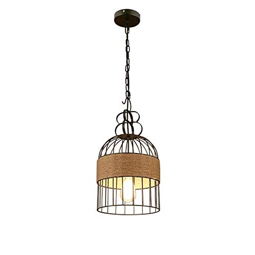 Plafonnier cage de style industriel rétro en corde de chanvre