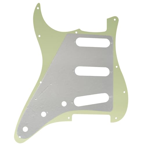 Image of Musiclily SSS 11 Hole Strat Guitar Pickguard for Fender USA /Mexican Made Standard Stratocaster Modern Style, 3Ply Mint Green