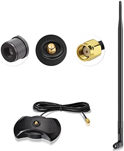 Eightwood Antenna WiFi 2.4G/5.8G RP-SMA Antenna 12dBi Tilt-and-Roll WLAN Antenna with Base Magnetica for Scheda WiFi Schede PCI WiFi Router Wirelesse Bluetooth ZigBee