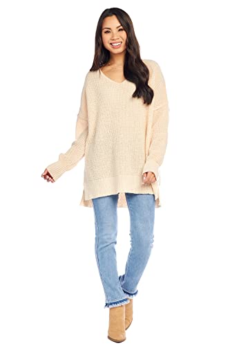 Image of Mud Pie Women's Mud Pie Avalon Womens Waffle Oversized Sweater