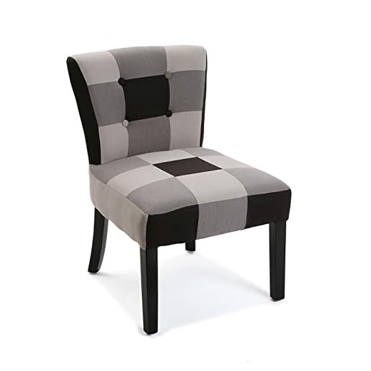 Versa Smith Silla Acolchada tapizada para Salón o Comedor, Madera y poliéster, Gris y Negro, 73 x 64 x 50 cm