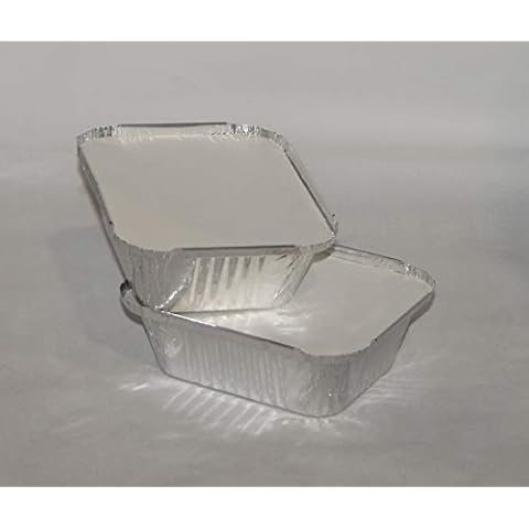 100 x Aluminium Foil Food Containers and Lids Size 2 Trays Large Storage Takeaways… Cover