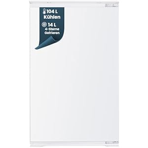 homeX CFB1181E Einbaukühlschrank mit Gefrierfach, 88cm Nische - 118 Liter, Schlepptürtechnik, LED-Beleuchtung, leise 37 dB, Türanschlag wechselbar, 4-Sterne Gefrieren, Einbau Kühlschrank