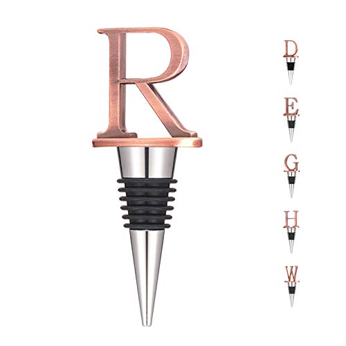 Wine Stoppers - Stainless Steel Letters Wine Stopper, Silicone Reusable Wine And Beverage Bottle Stopper, Used For Bar, Kitchen, Holiday Party, Wedding Keep Wine Fresh (R) #TOP2
