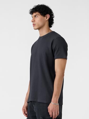 Image of The Souled Store Korean T-Shirts: Men and Boys Short Sleeves Round Neck Solid Regular Fit Easy to Style Everyday Wear Trendy Lightweight T-Shirt