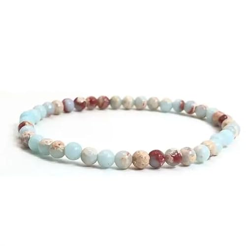 GAYEGF Perlenarmband, 4 mm, natürlicher runder Türkis, Malachit-Stein, Stretch-Armreifen für Damen und Herren, handgefertigt, Stein