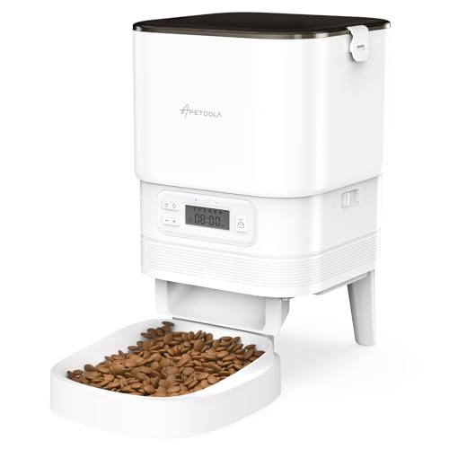 Distributeur Croquettes Chat Automatique, 4L Distributeur Croquettes Chat avec Batterie, 2.4G WiFi avec contrôle APP (Blanc, 4L)