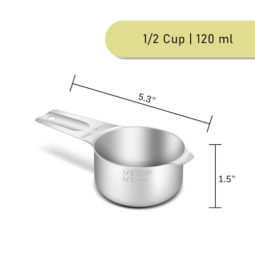 Vaso medidor acero inoxidable 1/2 taza 120 ml pack 2 miniatura 2