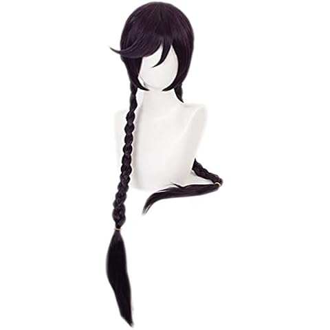 Peluca de trenzas largas moradas oscuras con gorro gratis Cover