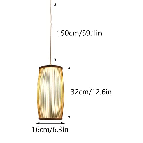 Lámparas colgantes E27 de bambú con pantalla cilindro 16cm 8