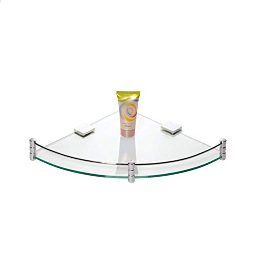 Lipka Toughened Glass Corner Round with Brass Fitted Brackets (8x8