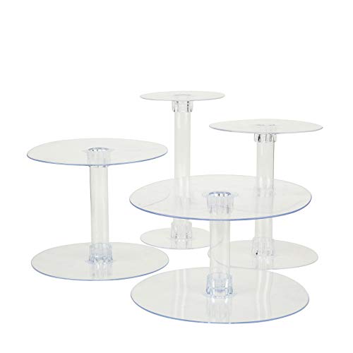 BalsaCircle 4 Tiers Clear 14-Inch Round Crystal Acrylic Cupcake Stand - Tiered Dessert Food Serving Tower Birthday Party Wedding