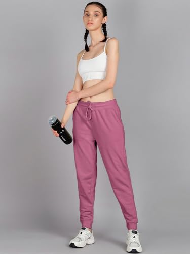 Image of Vogaan Women's Cotton Blend Regular Fit Track Pants | Drawstring Waist Solid Joggers | Super Combed Casual Joggers for Running & Gym