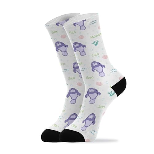 Wusikd Cute Manatee Socks for Women and Men Cartoon Long Socks for Athletic Running 1