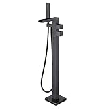 Wowkk Thermostatic Freestanding Bathtub Faucet Waterfall Tub Filler Oil Rubbed Bronze Floor Mount Br