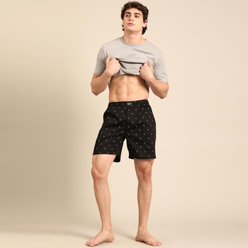 Image of Pepe Jeans Men's Printed 100% Cotton Regular Fit Boxer Shorts | Stylish AOP Print Comfortable Boxer for Daily Innerwear | Soft Breathable Cotton Fabric | Elastic Waistband | Everyday Comfort Wear