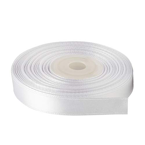 Image of Solid Color Double Faced White Satin Ribbon 1 /2 inch X 25 Yards, Ribbons Perfect for Crafts, Wedding Decor, Bow Making, Sewing, Gift Package Wrapping and More
