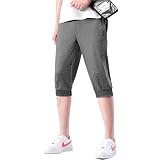moxixom メンズ 7分丈 パンツ 【柔らかくてスリムシルエット】 ジョガー 部屋着 ハーフパンツ スリムフィット カジュアル ルームウェア スポーツ ジム トレーニング ウェア 夏 快適 通気性 ジャージ下 moxiM2182dgr-S