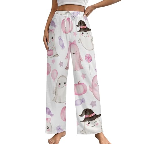 Pink Cute Spooky Pajama Pants for Man Woman Classic Couple Home Lounge Pants Sleepwears Prensents