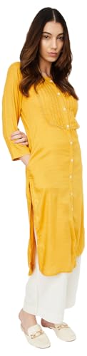 Image of Max Women's Rayon Regular Fit Dobby Regular Kurta