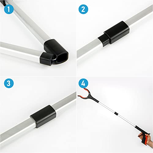 upgrade grabber reacher tool 360 rotating head wide jaw 3234 foldable lightweight trash claw grabbers for elderly reaching tool for trash pick up stick litter picker arm extension orange