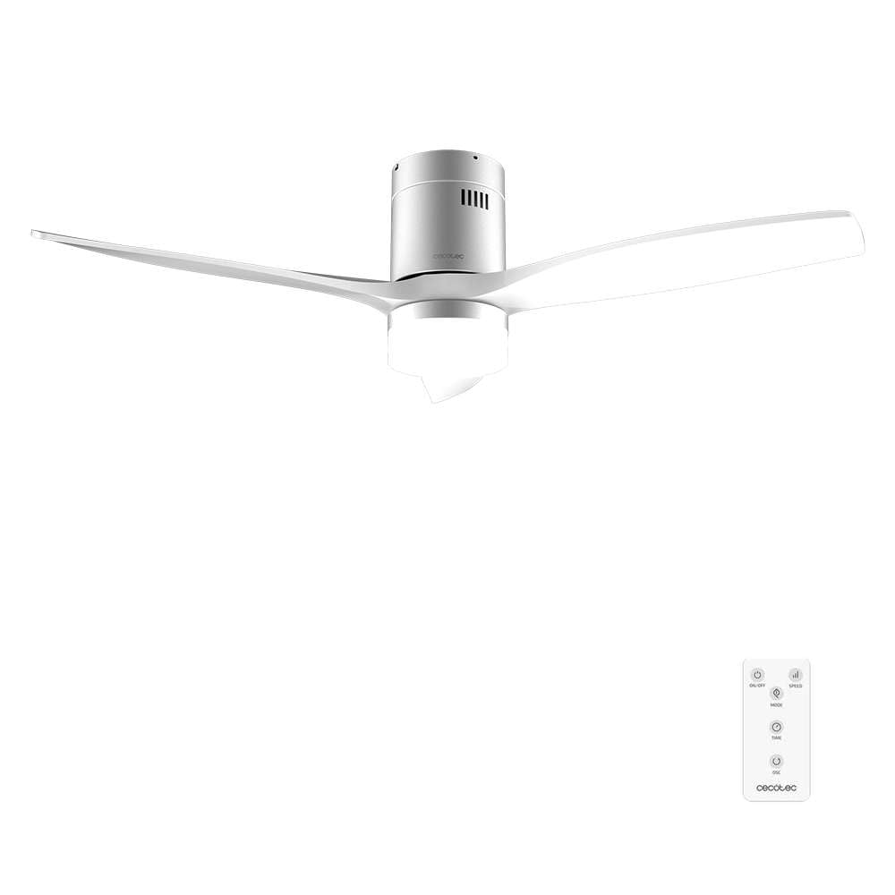 Cecotec Ventilador de Techo con Luz y Mando a Distancia de 52" EnergySilence Aero 5600 Classic Iron&White. Motor DC 40W, 3 Aspas, Luz LED, Temporizador, 6 Velocidades, Modo Winter/Summer