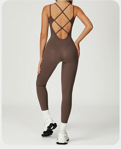 Ropa de yoga para mujer en una sola pieza azul oscuro con espalda cruzada talla M 7