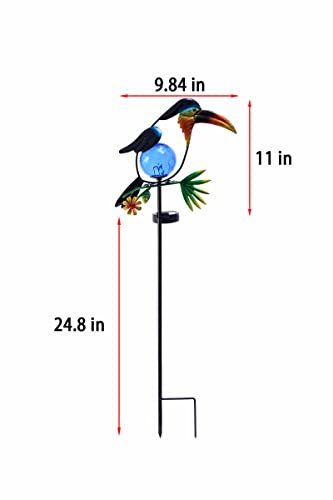 Chuangfeng Solar Bird Outdoor Lawn Stakes Decor Solar Bird Lights For Garden Bird Outdoor Decorations For Garden (Blue Glass) #TOP3