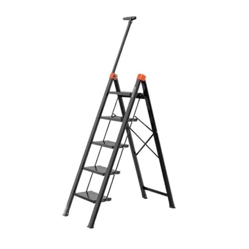 Escalera telescópica Plegable for el hogar, Escalera Multifuncional for Interiores, Escalera de Tres escalones Engrosada de aleación de Aluminio con pasamanos(Grande)