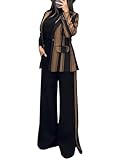  shownicer Ensemble Femme Chic Et Elegant Tailleurs 2 Pièces Costume Revers Manteau Ensemble Élégante Tenue Formel Bureau Travail Pantalon Costumes A Marron S