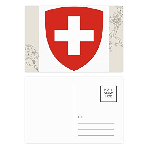 Carte postale Suisse lot de 20 emballages de correspondance avec emblème national et fleurs
