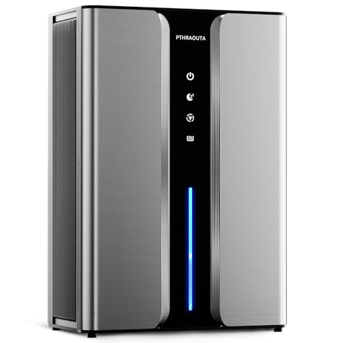 PTHRAOUTA Small Dehumidifier with Drain Hose, (850 sq.ft) Portable Mini Dehumidifiers for Home...