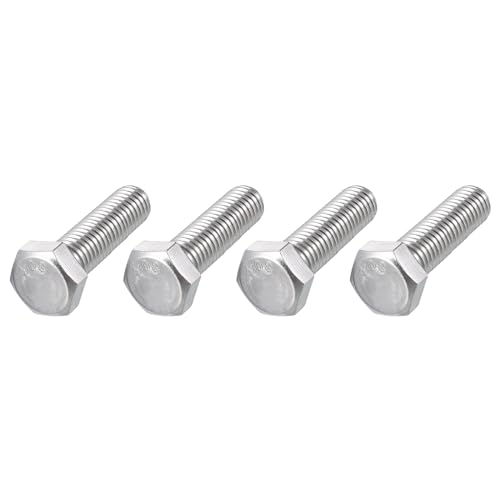 Image of METALLIXITY Hex Head Bolts (1 /2-13 x 2) 4Pcs, 304 Stainless Steel 18-8, Fully Threaded, External Hex Drive, Plain Finish, Hex Head Screw Bolt, Silver