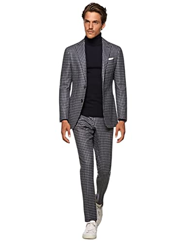 Costume Homme Pied-de-Poule Ensemble Ajusté sans Rareté de Style